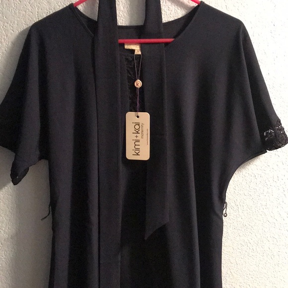 Kimi+kai lace trim maternity deep navy tunic - Picture 3 of 3